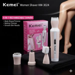 Kemei 4 in 1 Lady's Shaver - Rechargeable Trimmer Set